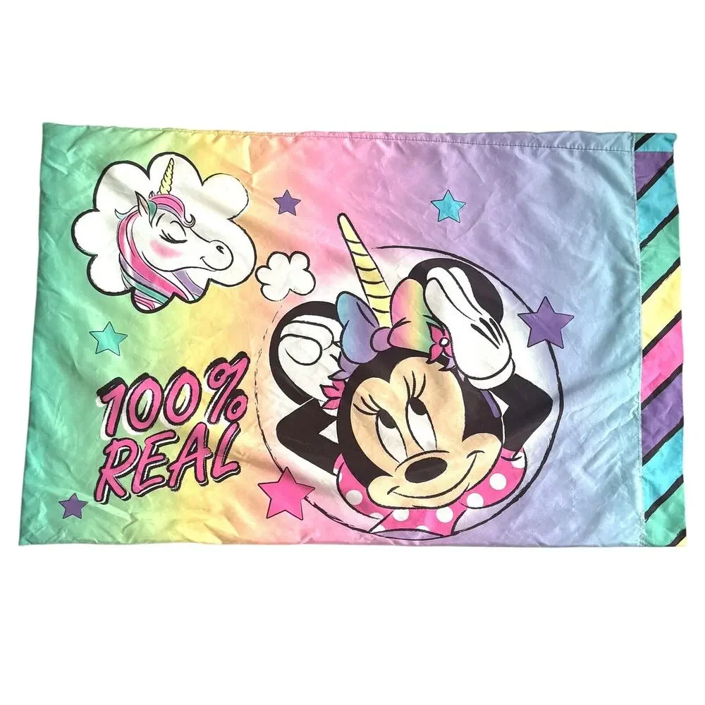 Disney Vintage Minnie Mouse Pillow Sham and Pillow Case (set of 2) Pink Purple